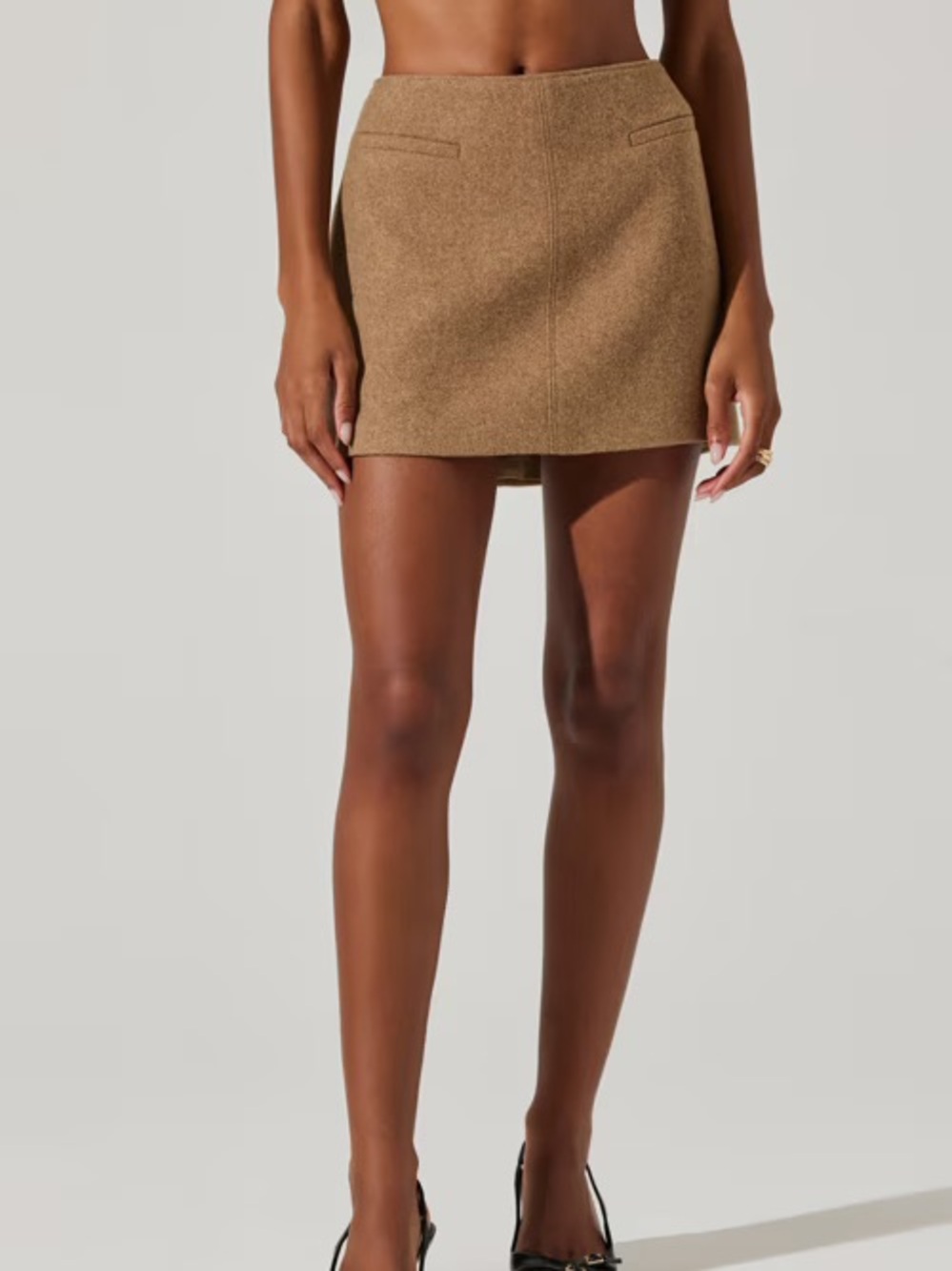 Astr The Label Laudine Wool Blend Mini Skirt in Camel